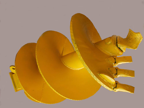 旋挖钻机单头单螺直螺特点是易于清渣、回转阻力小，适合钻进含卵